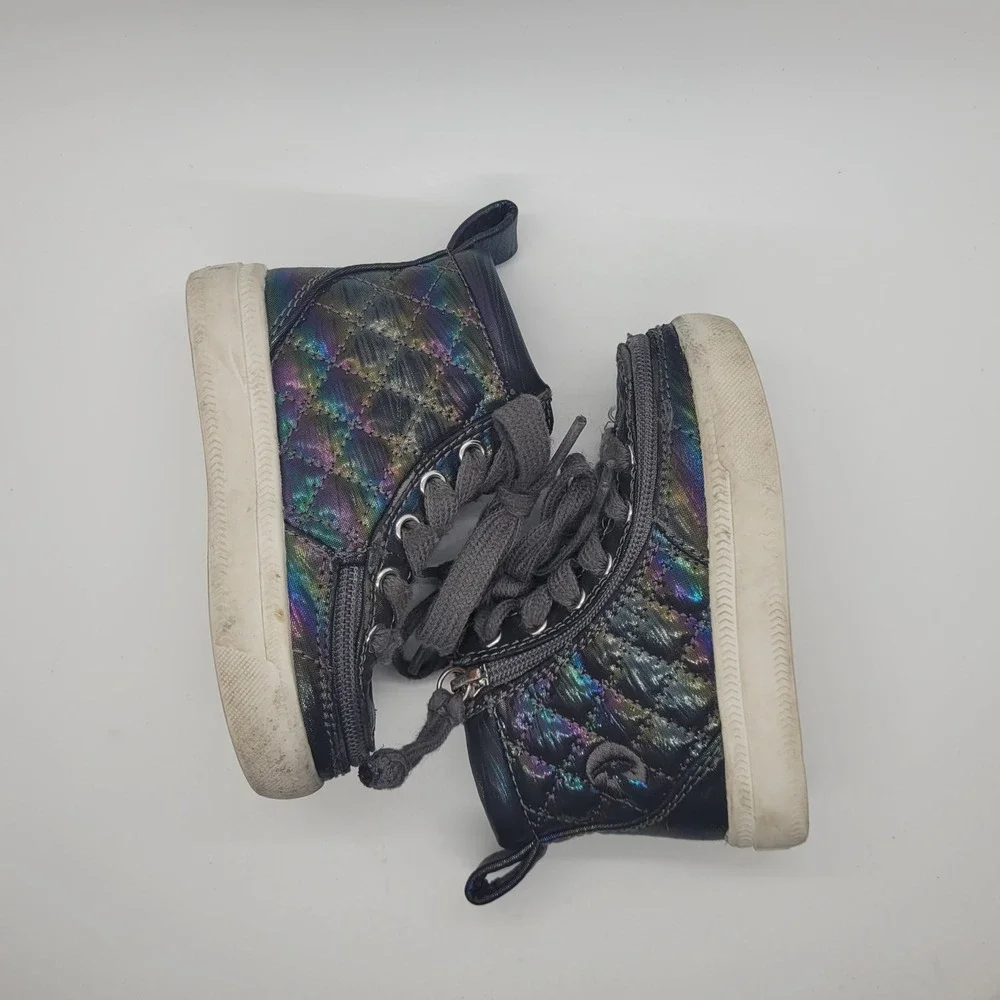 Billy Footwear Toddler Iridescent Quilted High Top Adaptive Sneakers Size 5